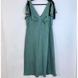 Wild Fable Crinkle Satin Maxi Dress XXL Moss Green Wedding Guest Semi Formal